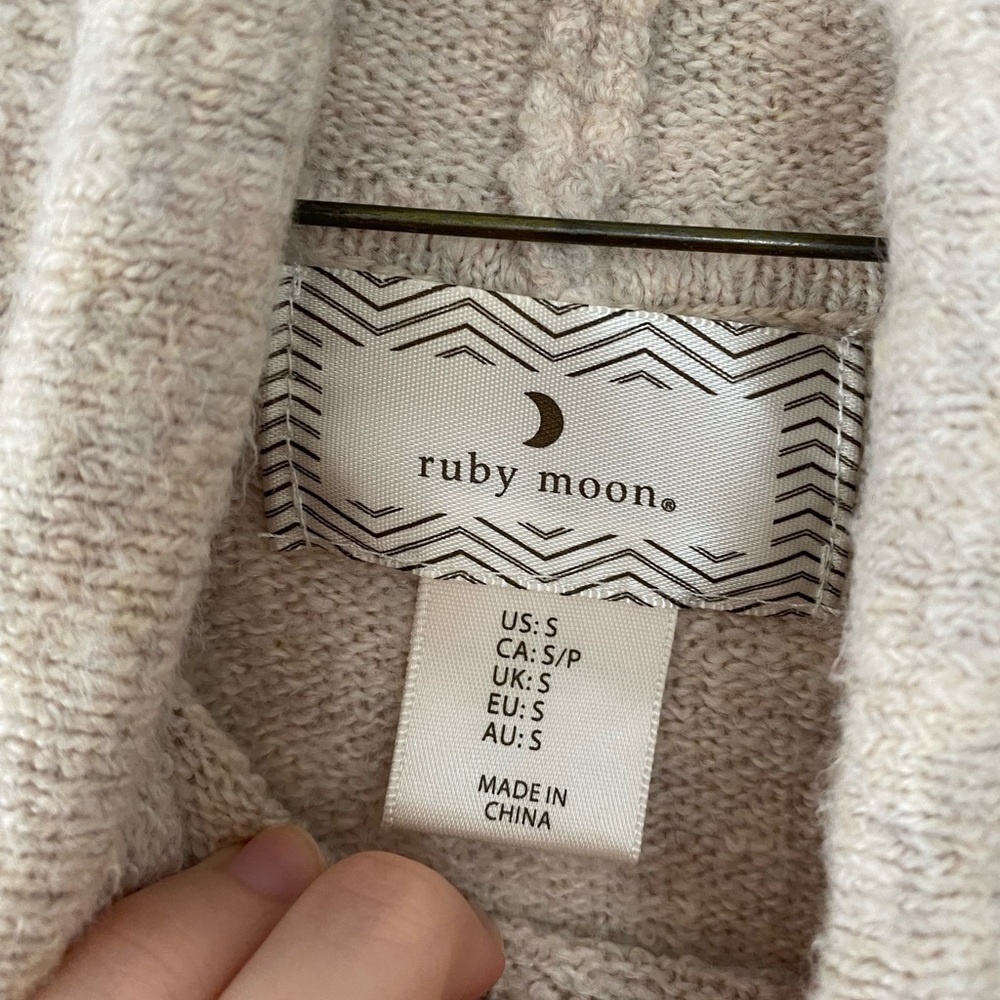 ANTHROPOLOGIE RUBY MOON women’s beige tan cowl neck sweater - extremely soft! - Picture 3 of 5
